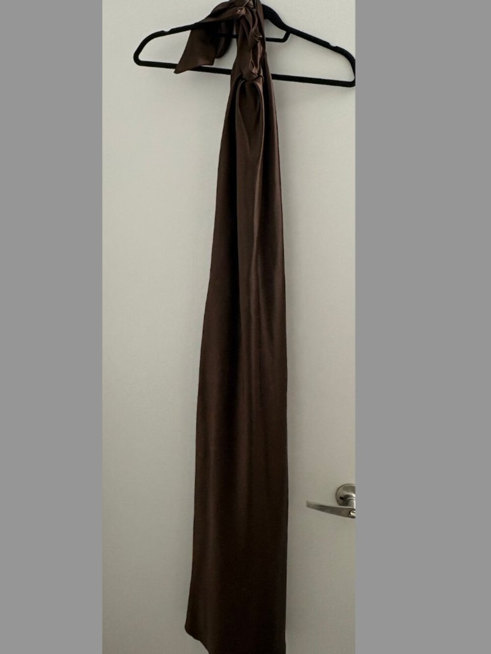Zara Brown Satin Halter Dress